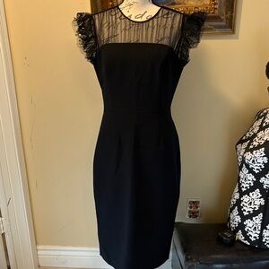 Jason Wu Formal Illusion Mesh Sequins ruffle cap sleeve back zipper Midi Dress